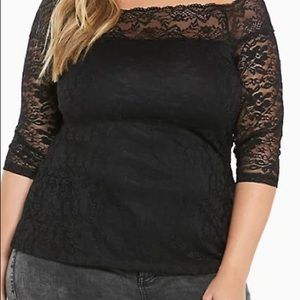 Black Lace Off the Shoulders Blouse